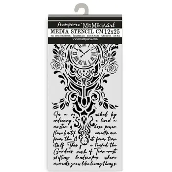 STAMPERIA STAMPERIA GARDENS OF TIME CLOCK AND WRITING 12x25cm STENCIL