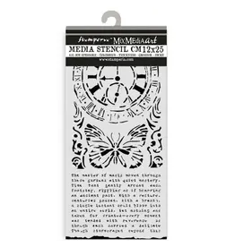 STAMPERIA STAMPERIA GARDENS OF TIME CLOCK AND BUTTERFLY 12x25cm STENCIL