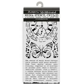 STAMPERIA STAMPERIA GARDENS OF TIME CLOCK AND BUTTERFLY 12x25cm STENCIL