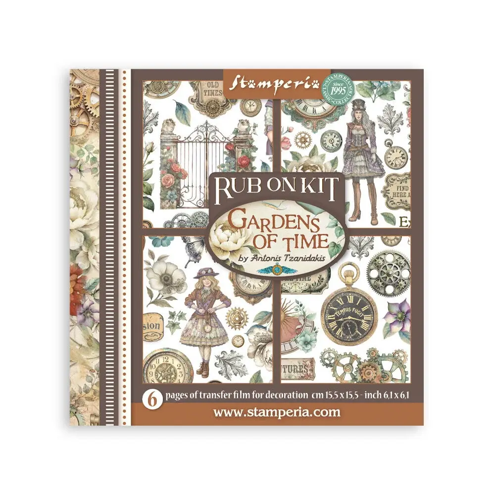 STAMPERIA STAMPERIA GARDENS OF TIME ASSORTED RUB-ONS 6/PK