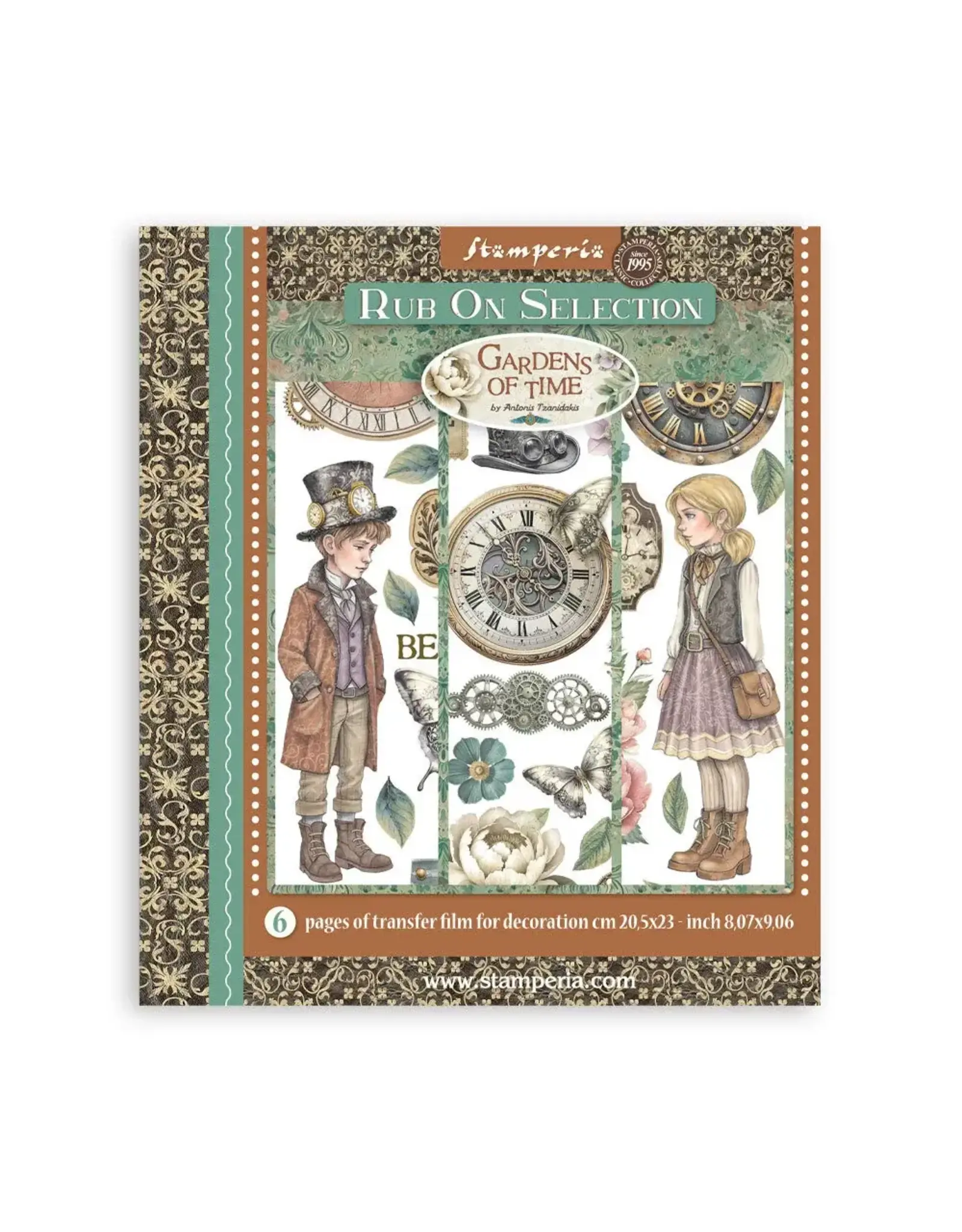 STAMPERIA STAMPERIA GARDENS OF TIME 20.5cm X 23cm ASSORTED RUB-ONS 6/PK