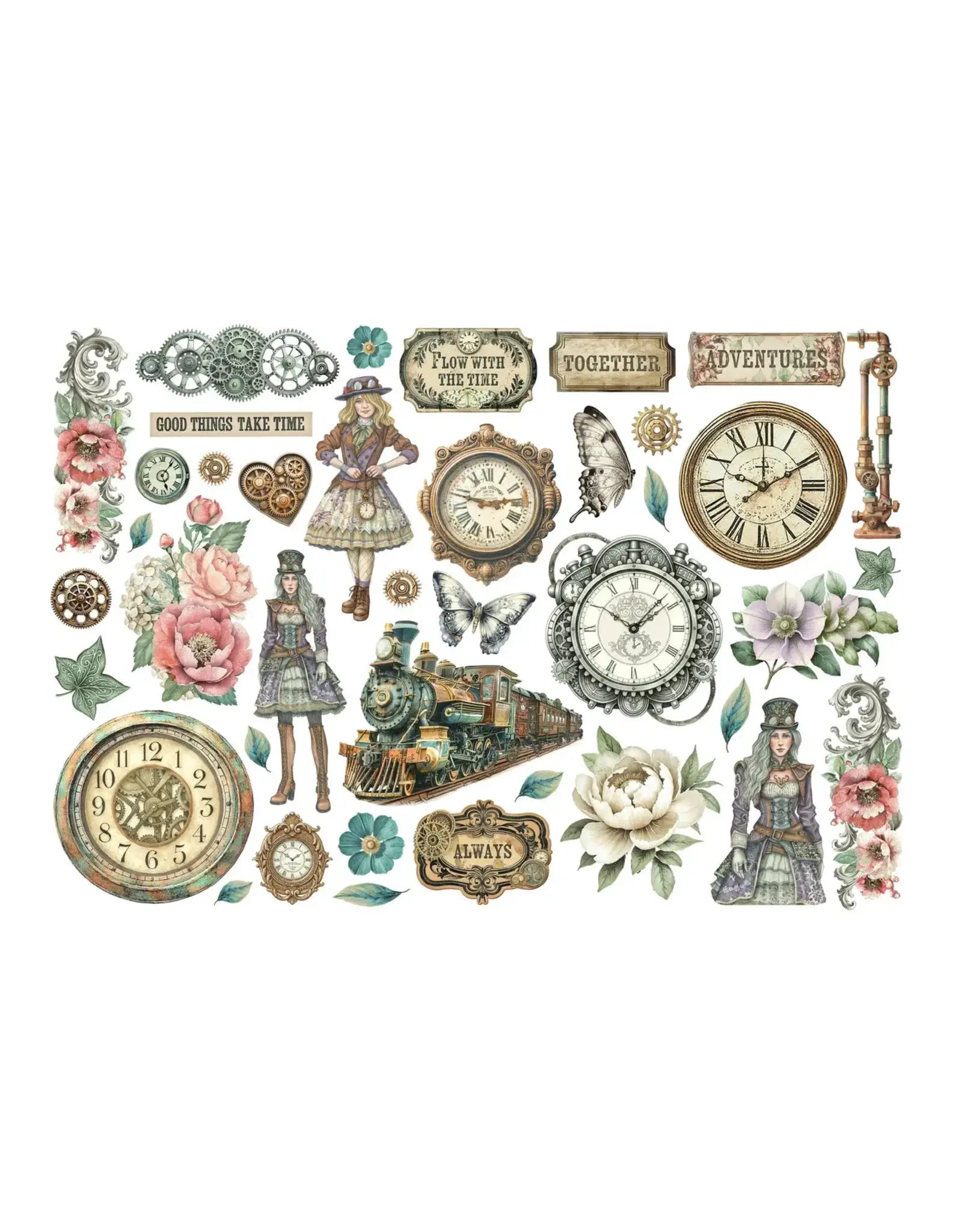 STAMPERIA STAMPERIA GARDENS OF TIME EPHEMERA ADHESIVE PAPER CUT OUTS