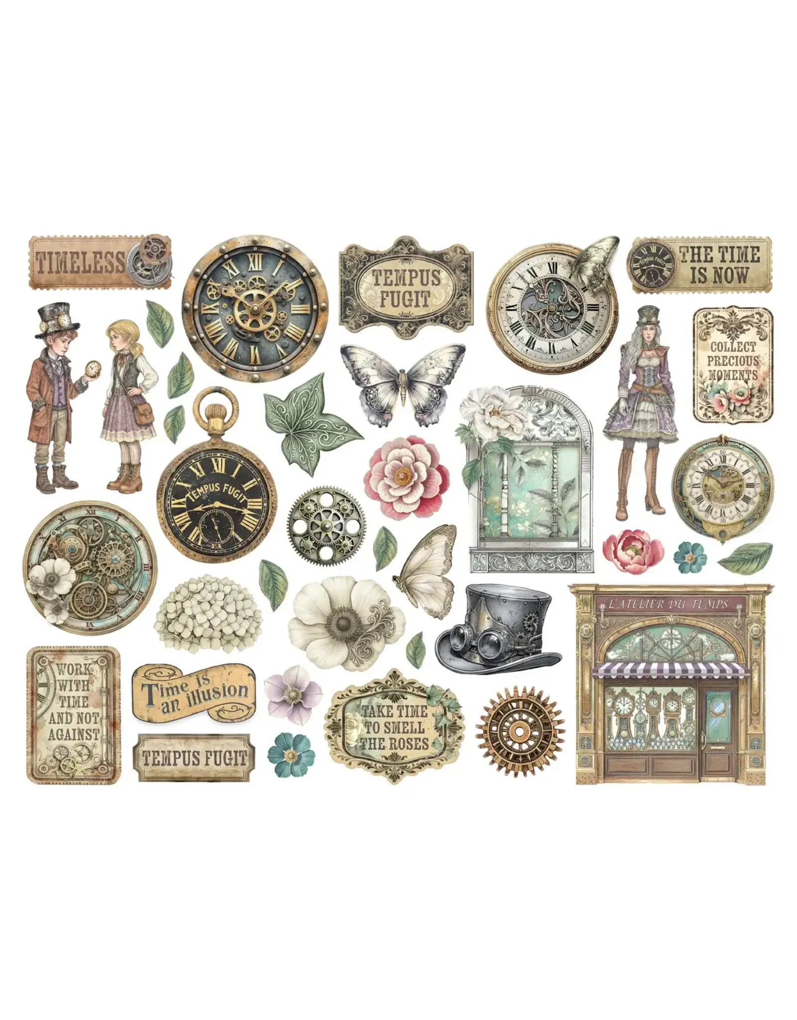 STAMPERIA STAMPERIA GARDENS OF TIME CHIPBOARD DIE CUTS