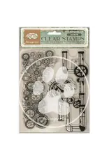 STAMPERIA STAMPERIA GARDENS OF TIME TUBES AND CLOCKS CLEAR STAMP SET