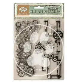 STAMPERIA STAMPERIA GARDENS OF TIME TUBES AND CLOCKS CLEAR STAMP SET