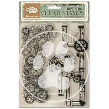STAMPERIA STAMPERIA GARDENS OF TIME TUBES AND CLOCKS CLEAR STAMP SET