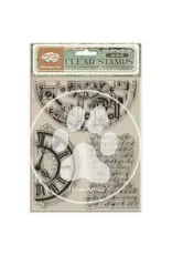 STAMPERIA STAMPERIA GARDENS OF TIME HALF CLOCKS AND WRITINGS CLEAR STAMP SET