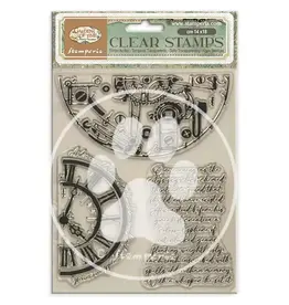 STAMPERIA STAMPERIA GARDENS OF TIME HALF CLOCKS AND WRITINGS CLEAR STAMP SET