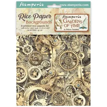 STAMPERIA STAMPERIA GARDENS OF TIME ASSORTED A6 RICE PAPER DECOUPAGE BACKGROUNDS 10.5X14.8CM 8/PK