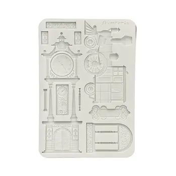 STAMPERIA STAMPERIA GARDENS OF TIME TRAIN AND LONGCASE CLOCK A5 SILICONE MOULD
