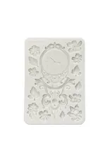 STAMPERIA STAMPERIA GARDENS OF TIME CLOCK AND FLOWERS A5 SILICONE MOULD