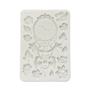 STAMPERIA STAMPERIA GARDENS OF TIME CLOCK AND FLOWERS A5 SILICONE MOULD