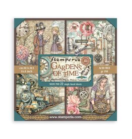 STAMPERIA STAMPERIA GARDENS OF TIME MAXI PAD 8x8 PAPER PACK 22 SINGLE FACED SHEETS