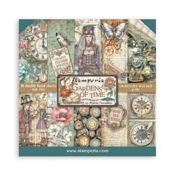 STAMPERIA STAMPERIA GARDENS OF TIME 8x8 PAPER PACK 10 SHEETS