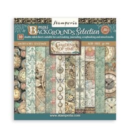STAMPERIA STAMPERIA GARDENS OF TIME BACKGROUNDS SELECTION 12x12 PAPER PACK 10 SHEETS