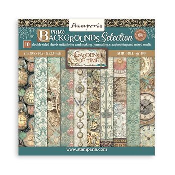 STAMPERIA STAMPERIA GARDENS OF TIME BACKGROUNDS SELECTION 12x12 PAPER PACK 10 SHEETS