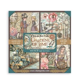 STAMPERIA STAMPERIA GARDENS OF TIME MAXI PAD 12x12 PAPER PACK 22 SHEETS
