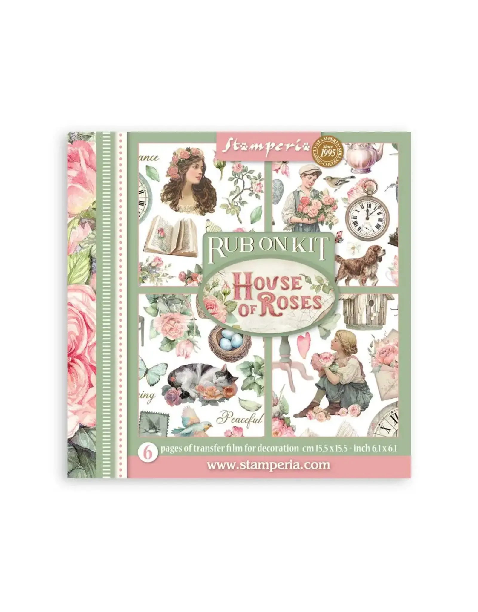 STAMPERIA STAMPERIA HOUSE OF ROSES ASSORTED RUB-ONS 6/PK