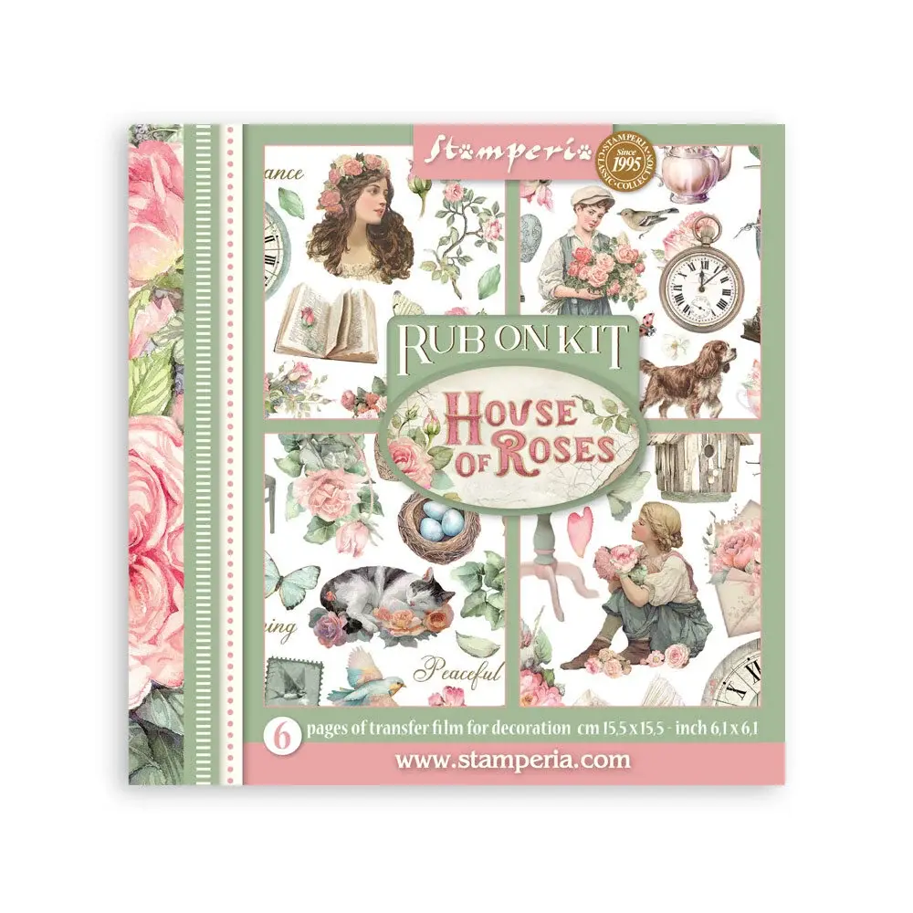 STAMPERIA STAMPERIA HOUSE OF ROSES ASSORTED RUB-ONS 6/PK