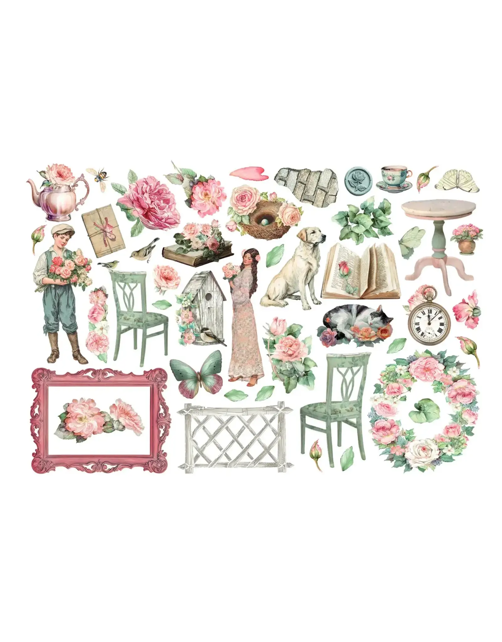 STAMPERIA STAMPERIA HOUSE OF ROSES EPHEMERA ADHESIVE PAPER CUT OUTS