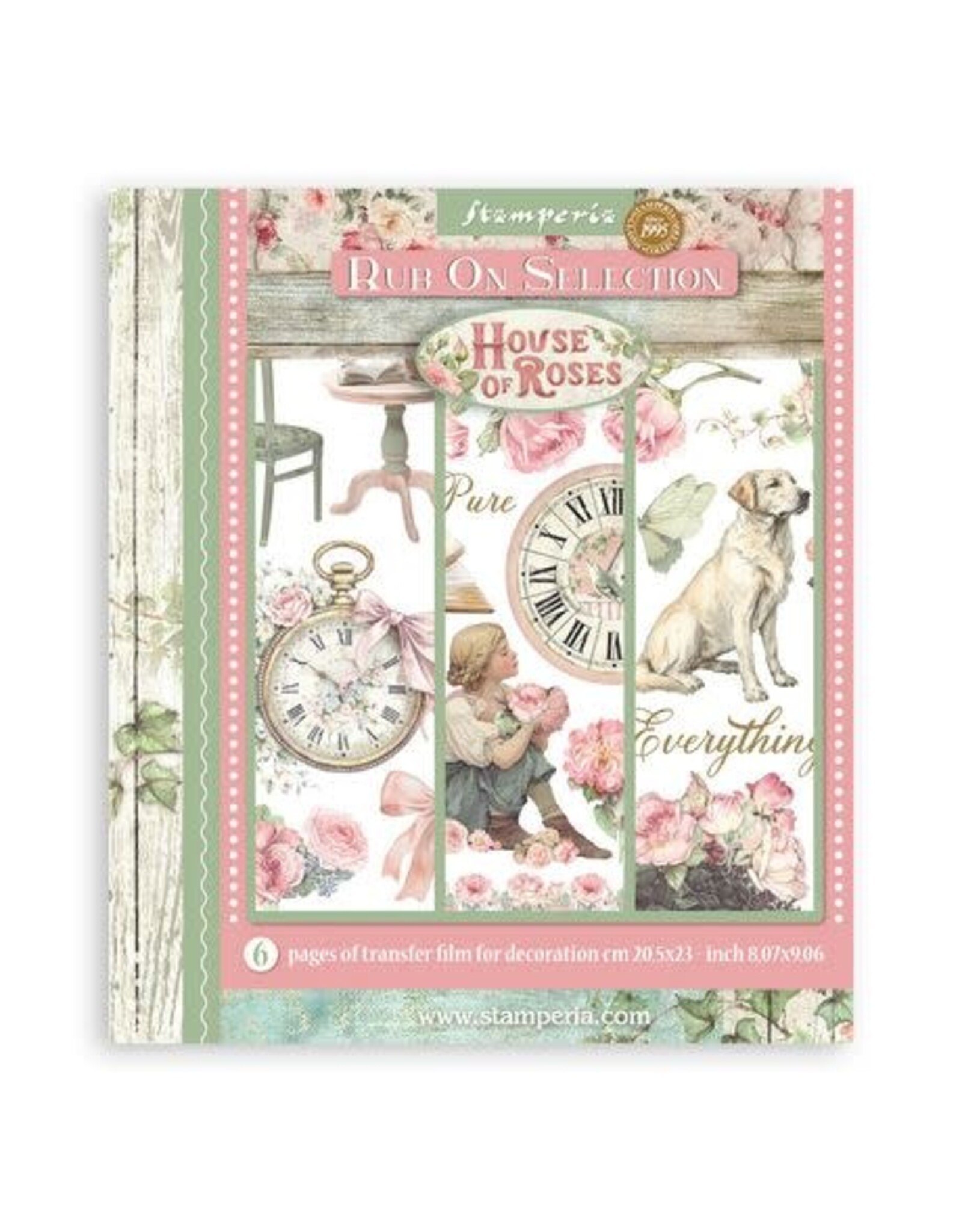 STAMPERIA STAMPERIA HOUSE OF ROSES 8x9 ASSORTED RUB-ONS 6/PK