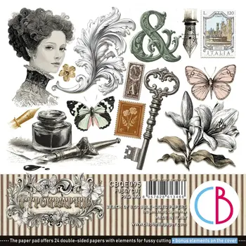 CIAO BELLA CIAO BELLA TYPOGRAPHIC 6x6 FUSSY CUT PAPER PAD 24 SHEETS