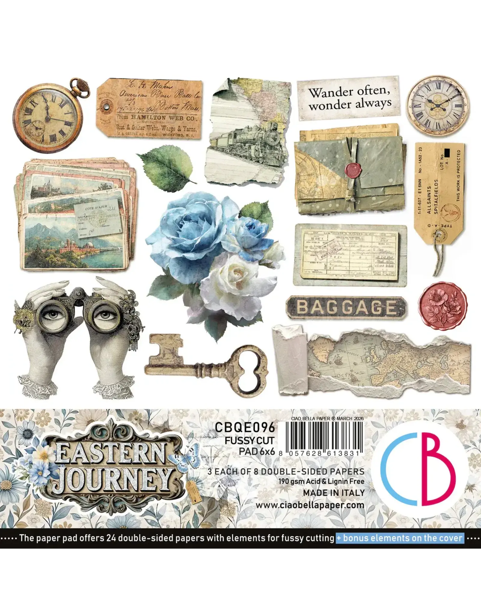 CIAO BELLA CIAO BELLA EASTERN JOURNEY 6x6 FUSSY CUT PAPER PAD 24 SHEETS