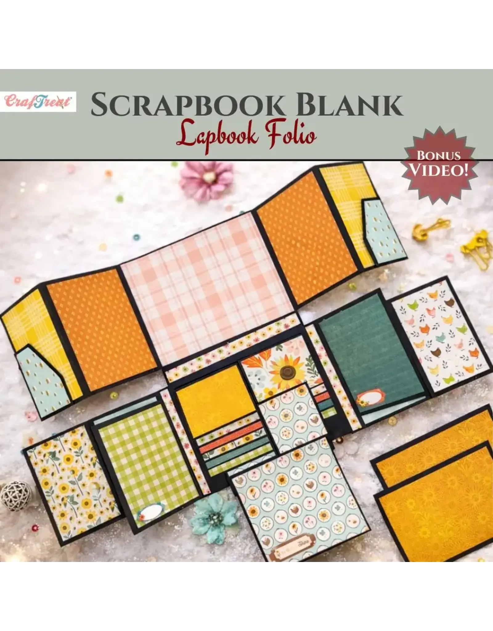 CRAFTREAT CRAFTREAT SCRAPBOOK BLANK PRECUT ALBUM BASE LAPBOOK FOLIO BLACK