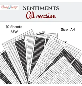 CRAFTREAT CRAFTREAT ALL OCCASIONS A4 SENTIMENTS SHEETS 10/PK