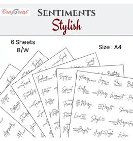CRAFTREAT CRAFTREAT STYLISH SENTIMENTS A4 SENTIMENTS SHEETS 6/PK