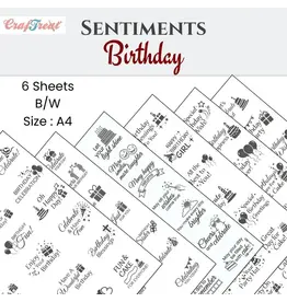 CRAFTREAT CRAFTREAT BIRTHDAY A4 SENTIMENTS SHEETS 6/PK