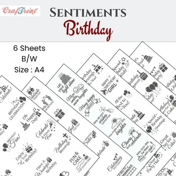 CRAFTREAT CRAFTREAT BIRTHDAY A4 SENTIMENTS SHEETS 6/PK