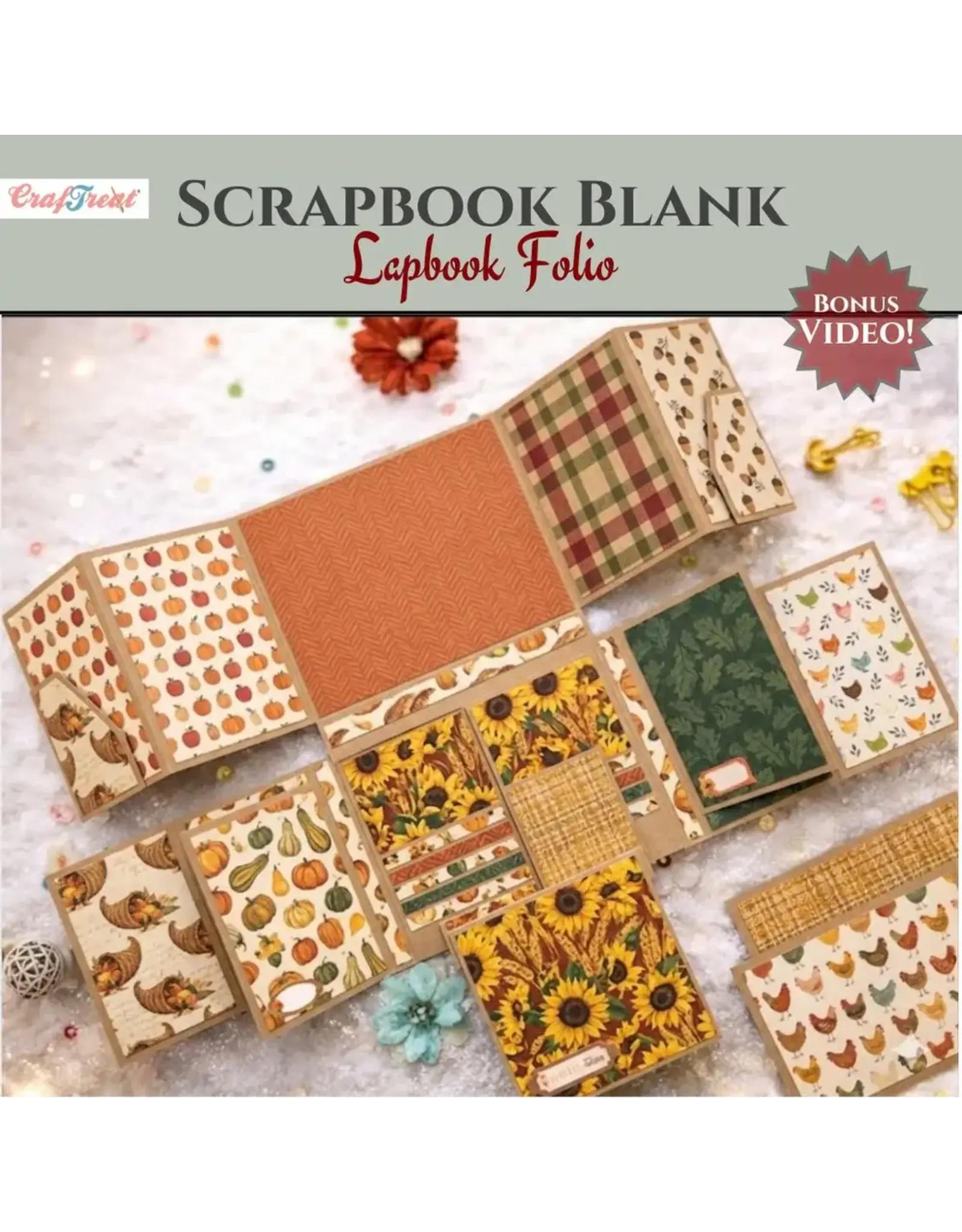 CRAFTREAT CRAFTREAT SCRAPBOOK BLANK PRECUT ALBUM BASE LAPBOOK FOLIO KRAFT