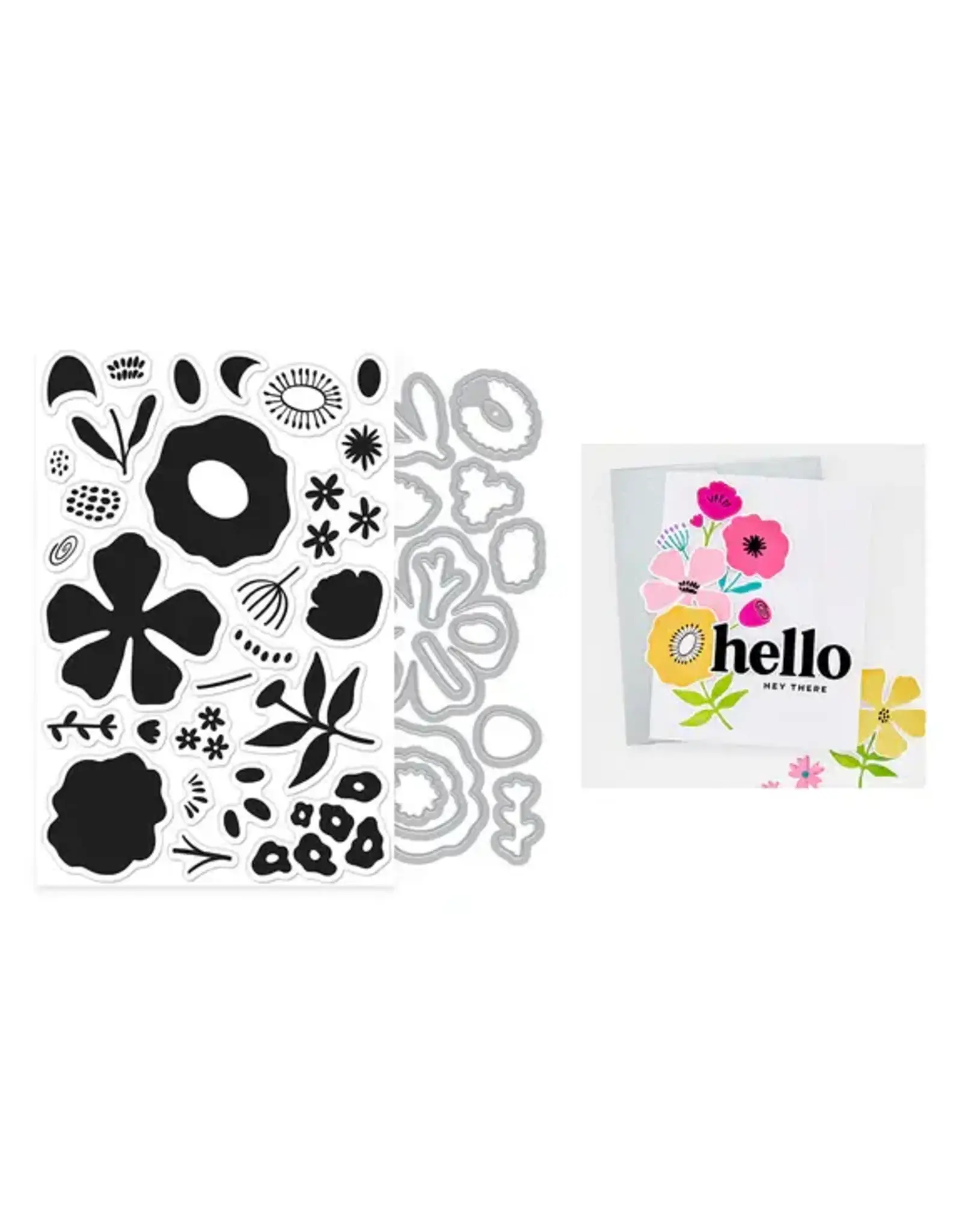 HERO ARTS HERO ARTS ABSTRACT FLORAL CLEAR STAMP AND DIE SET