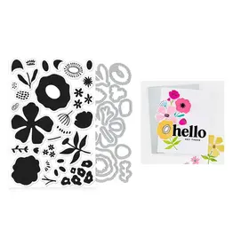 HERO ARTS HERO ARTS ABSTRACT FLORAL CLEAR STAMP AND DIE SET