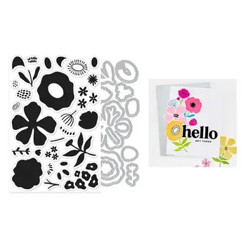 HERO ARTS HERO ARTS ABSTRACT FLORAL CLEAR STAMP AND DIE SET