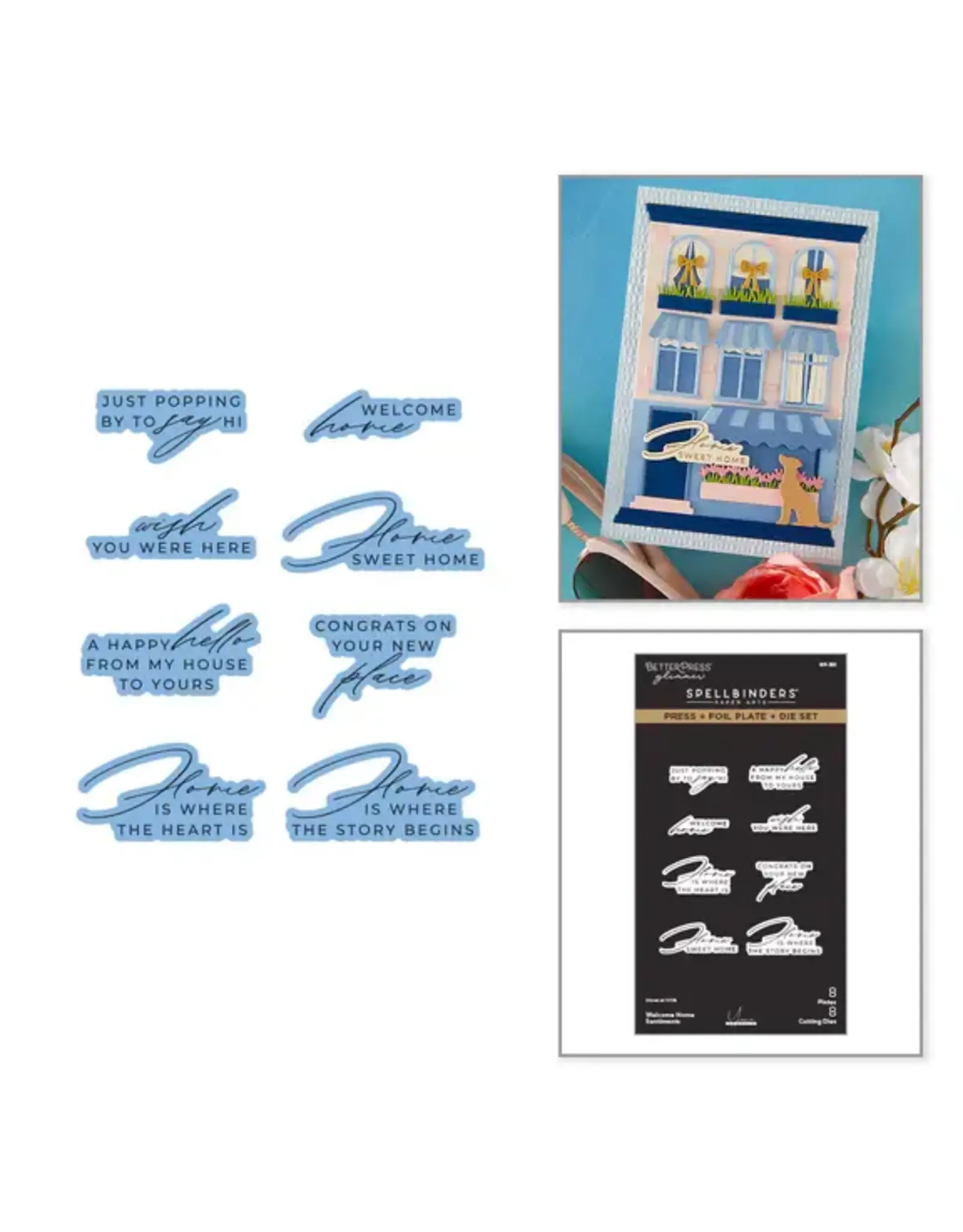 SPELLBINDERS SPELLBINDERS YANA SMAKULA WELCOME HOME SENTIMENTS HOT FOIL PLATES AND DIE SET