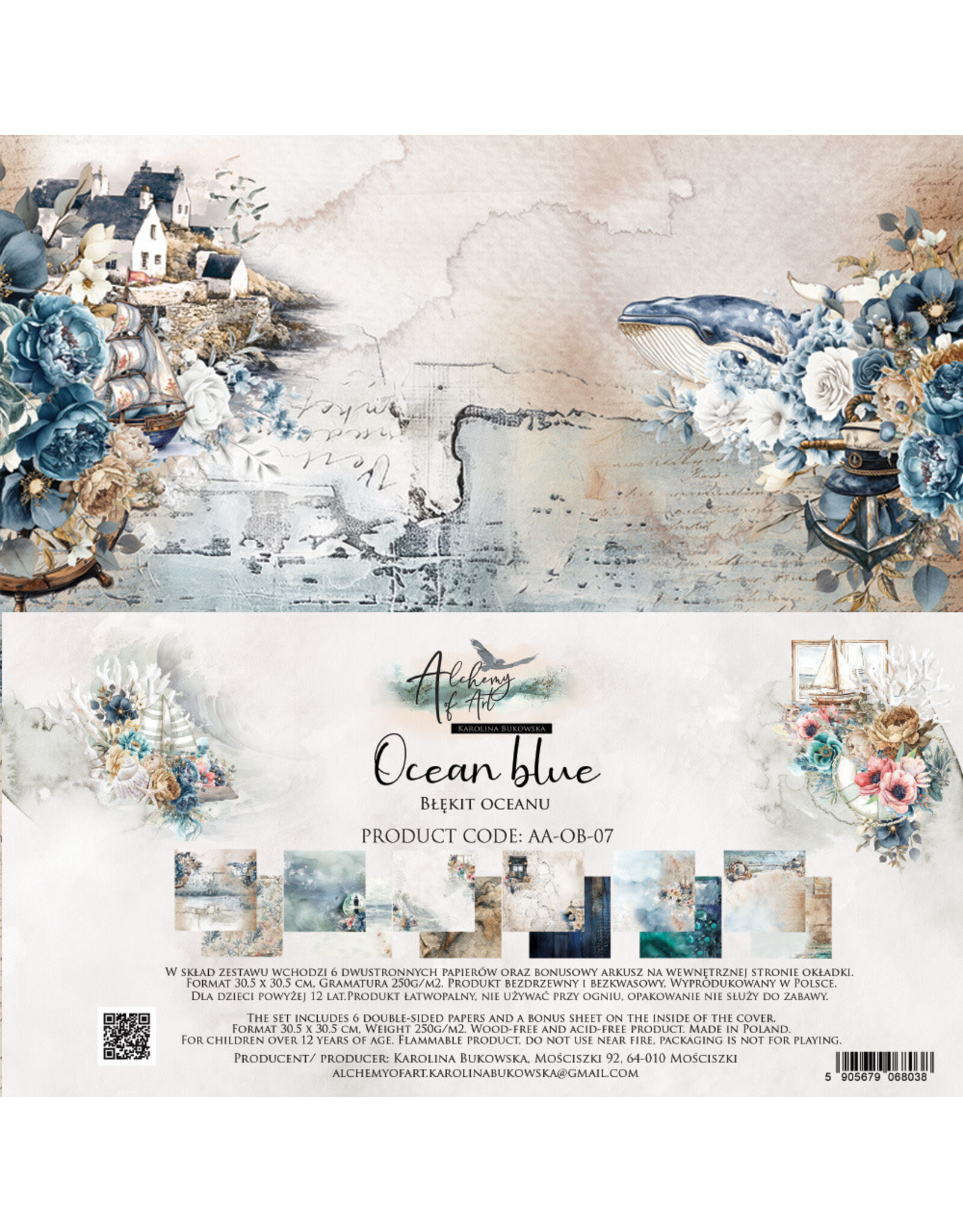ALCHEMY OF ART ALCHEMY OF ART OCEAN BLUE 12x12 PAPER PACK 6 SHEETS
