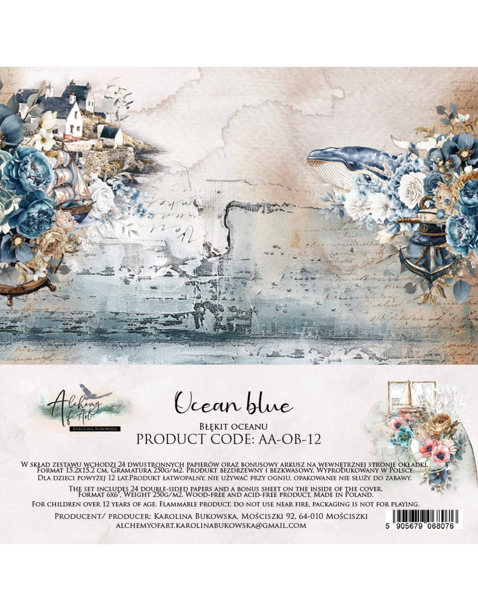 ALCHEMY OF ART ALCHEMY OF ART OCEAN BLUE 6x6 PAPER PACK 24 SHEETS