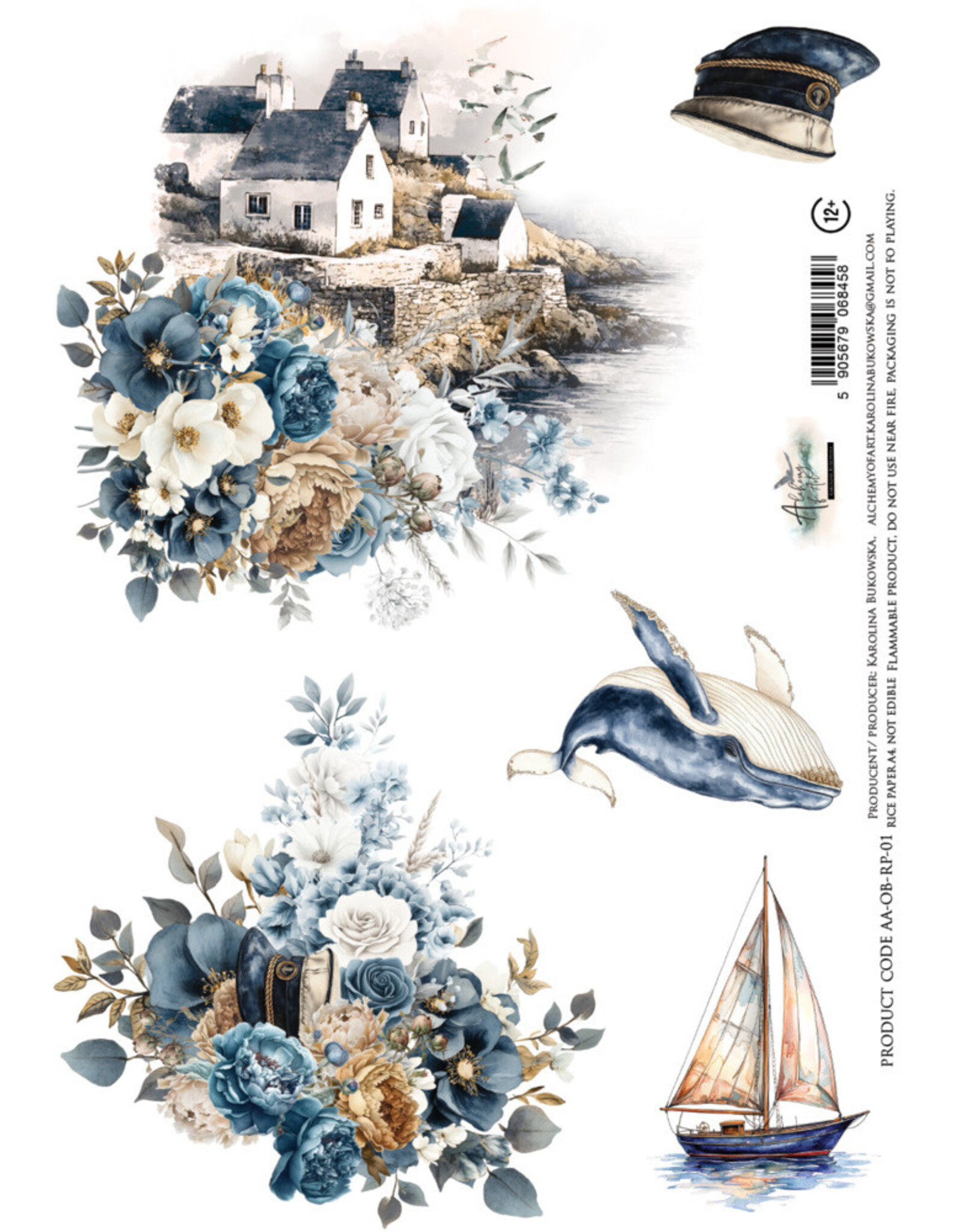 ALCHEMY OF ART ALCHEMY OF ART OCEAN BLUE 01 A4 RICE PAPER