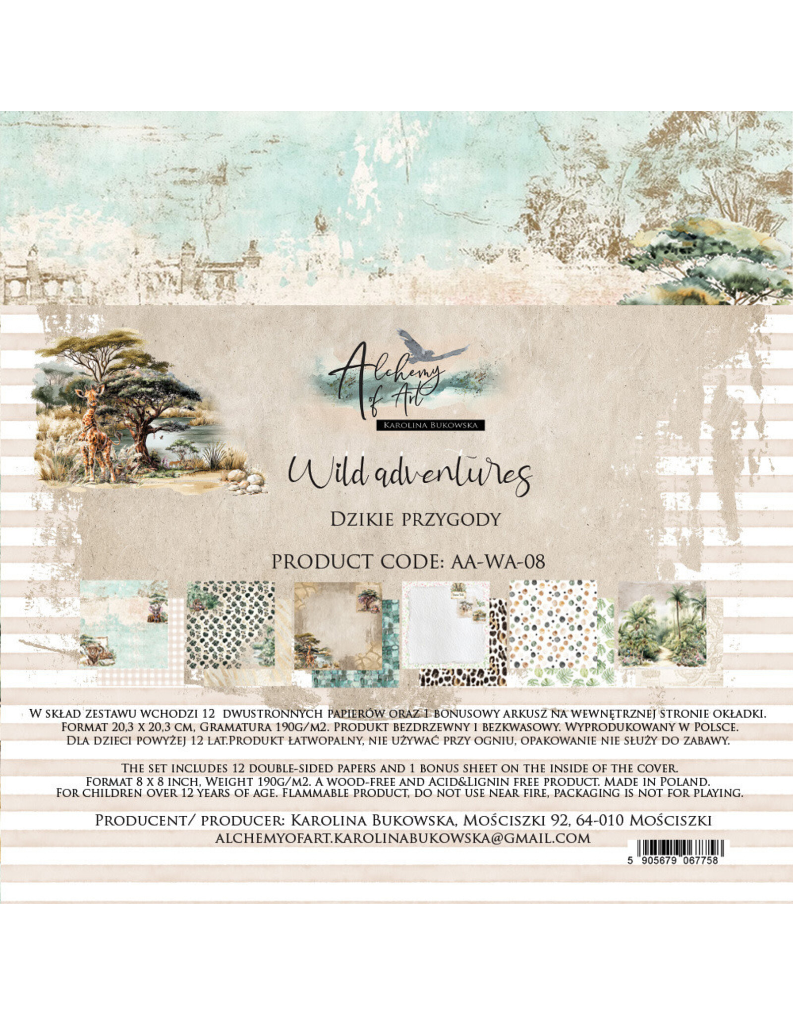 ALCHEMY OF ART ALCHEMY OF ART WILD ADVENTURES 8x8 PAPER PACK 12 SHEETS