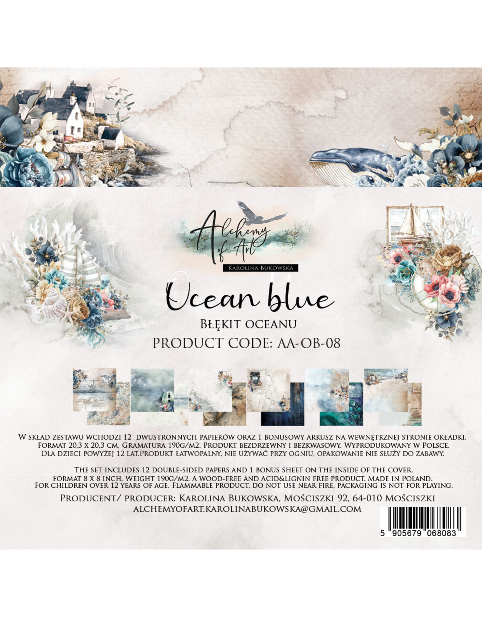 ALCHEMY OF ART ALCHEMY OF ART OCEAN BLUE 8x8 PAPER PACK 12 SHEETS