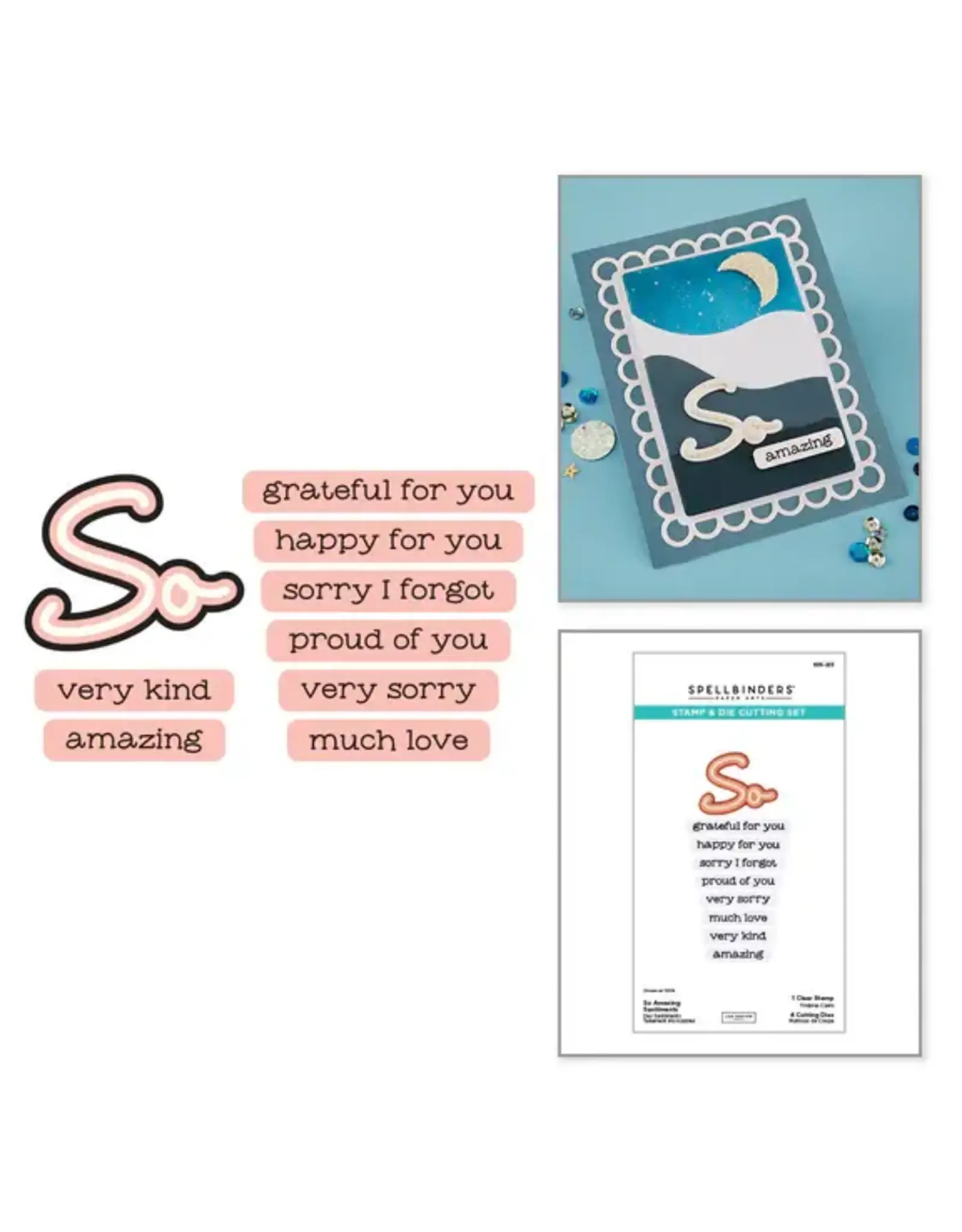 SPELLBINDERS SPELLBINDERS LISA HORTON SO AMAZING SENTIMENTS CLEAR STAMP & DIE SET