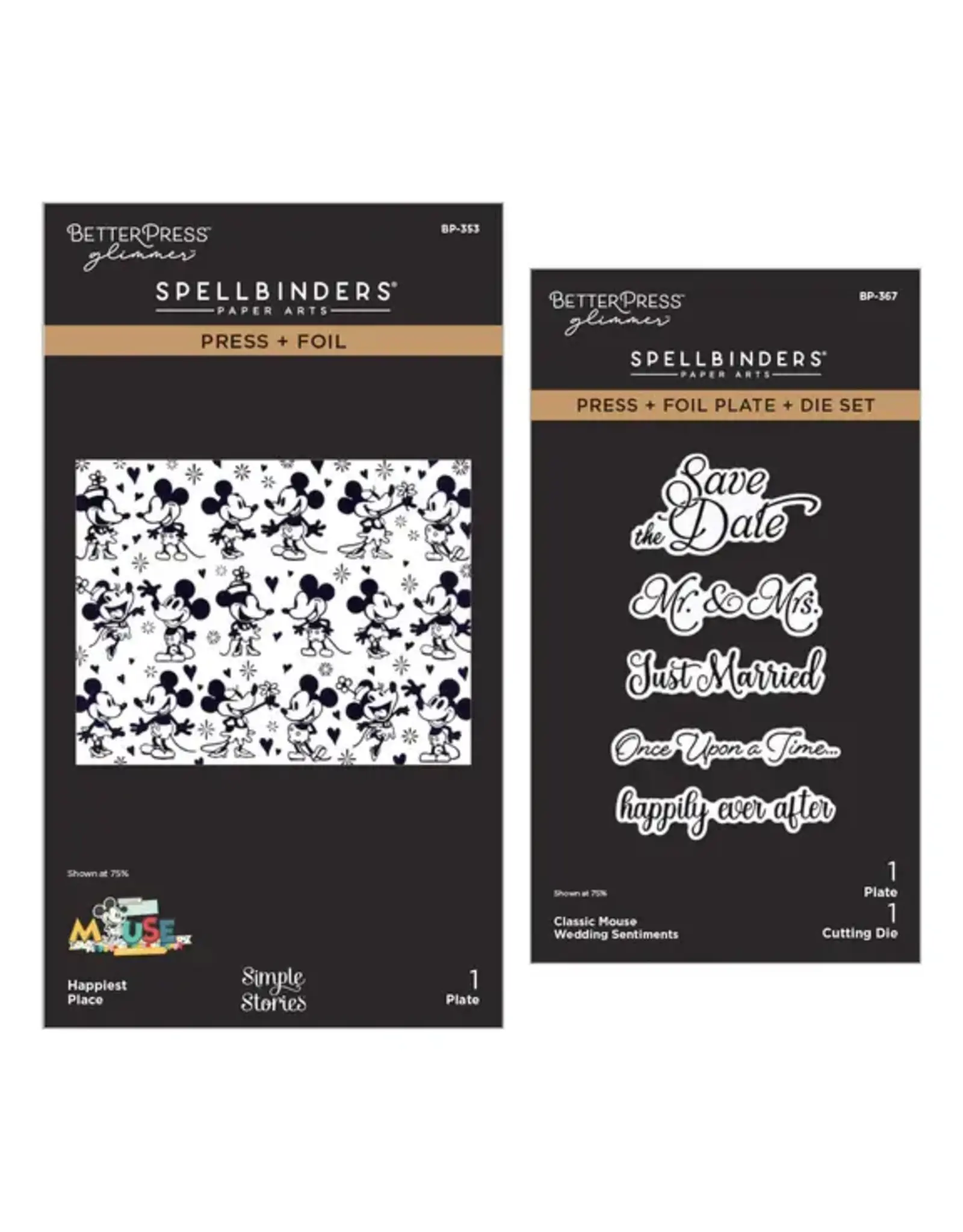 SPELLBINDERS SPELLBINDERS BETTERPRESS CLASSIC MOUSE WEDDING SENTIMENTS PRESS + FOIL PLATE BUNDLE