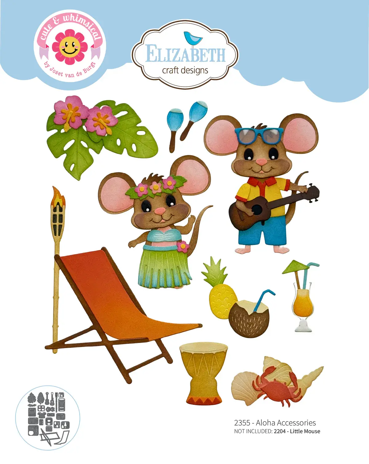 ELIZABETH CRAFT DESIGNS ELIZABETH CRAFT DESIGNS CUTE & WHIMSICAL DESTINATION FUN ALOHA ACCESSORIES DIE SET