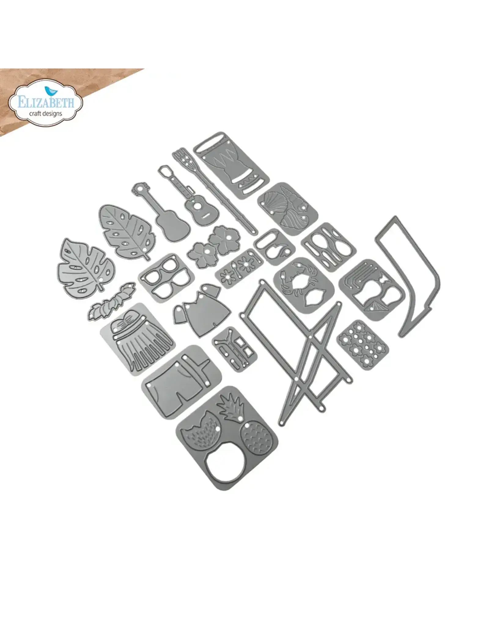 ELIZABETH CRAFT DESIGNS ELIZABETH CRAFT DESIGNS CUTE & WHIMSICAL DESTINATION FUN ALOHA ACCESSORIES DIE SET