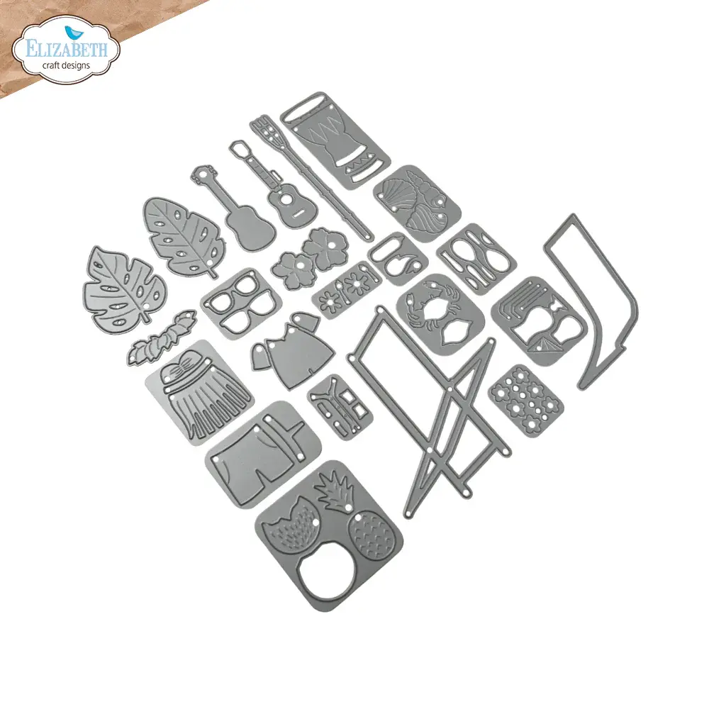 ELIZABETH CRAFT DESIGNS ELIZABETH CRAFT DESIGNS CUTE & WHIMSICAL DESTINATION FUN ALOHA ACCESSORIES DIE SET