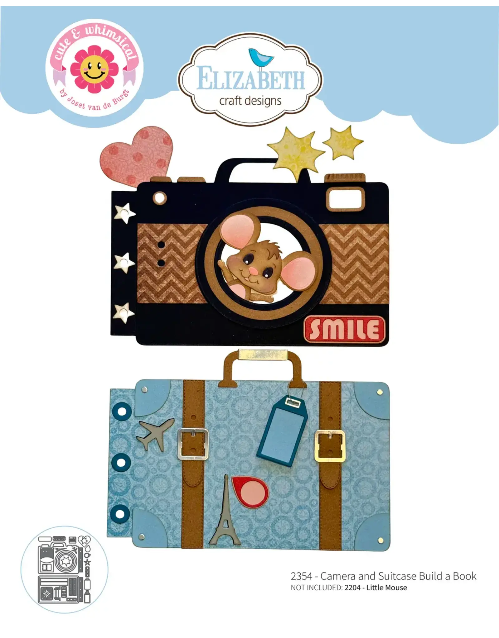 ELIZABETH CRAFT DESIGNS ELIZABETH CRAFT DESIGNS CUTE & WHIMSICAL DESTINATION FUN CAMERA AND SUITCASE BUILD A BOOK DIE SET