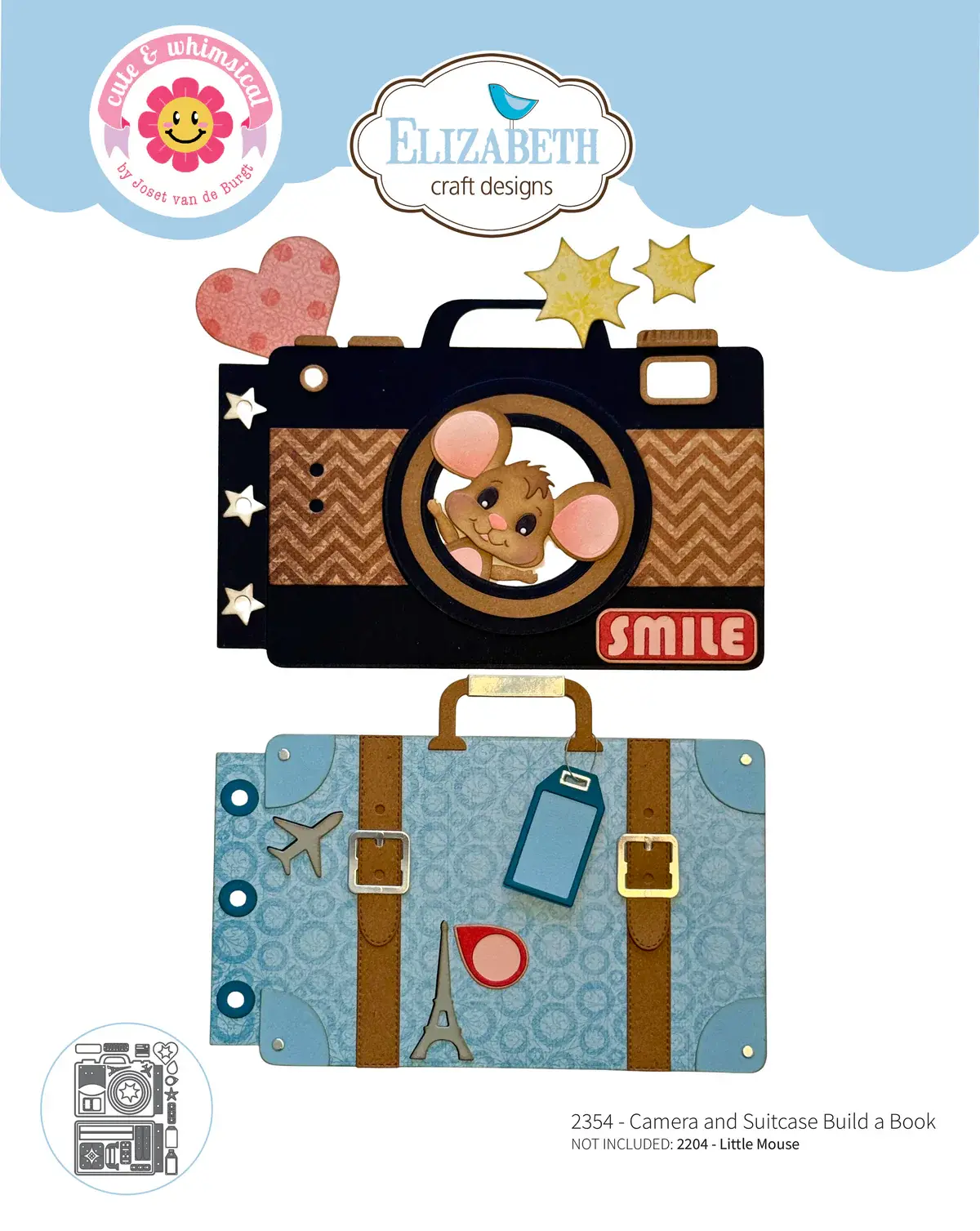 ELIZABETH CRAFT DESIGNS ELIZABETH CRAFT DESIGNS CUTE & WHIMSICAL DESTINATION FUN CAMERA AND SUITCASE BUILD A BOOK DIE SET