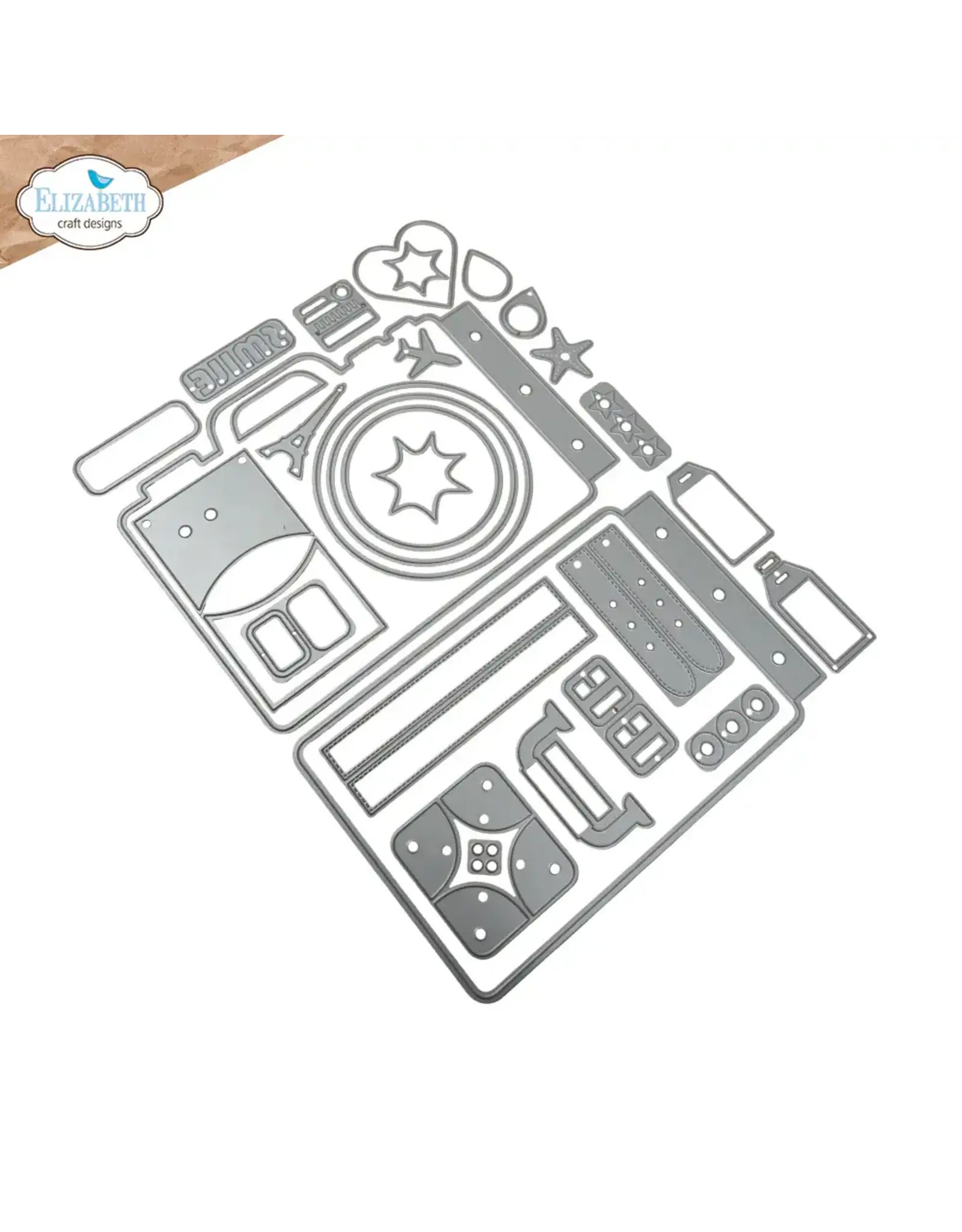 ELIZABETH CRAFT DESIGNS ELIZABETH CRAFT DESIGNS CUTE & WHIMSICAL DESTINATION FUN CAMERA AND SUITCASE BUILD A BOOK DIE SET